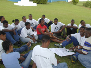 Young people in a group discussion at the Commonwealth Youth Programme (CYP) Caribbean Regional Centre in Guyana. 