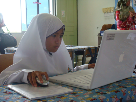 Woman using computer