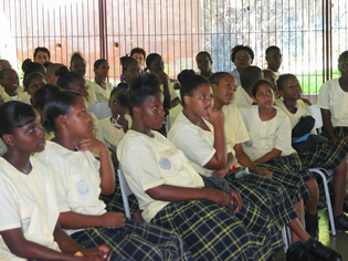 School children at Belmont Jnr Secondary School Trinidad & Tobago, during visit by Commonwealth Secretary-General Don McKinnon