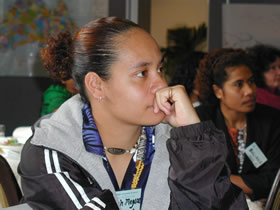 Young woman taking at a seminar in Australia organised by the Commonwealth Youth Programme (CYP) South Pacific Regional Centre.