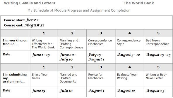 Sample Schedule